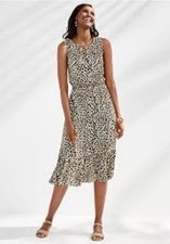 Talbots Leopard-Print Midi Aline Dress Size 8