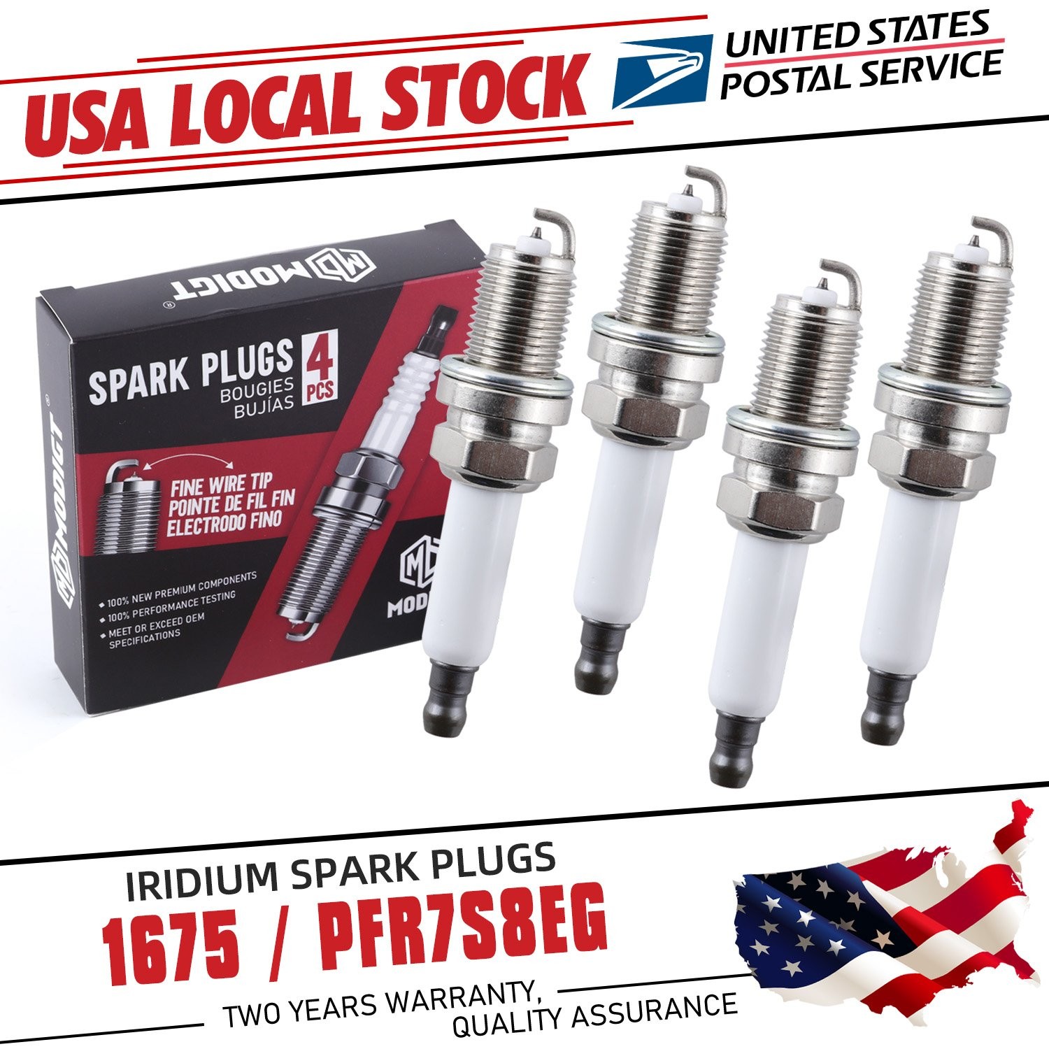 Set of 4 Spark Plugs FOR NGK 1675 Double iridium Premium OE PFR7S8EG for Audi VW