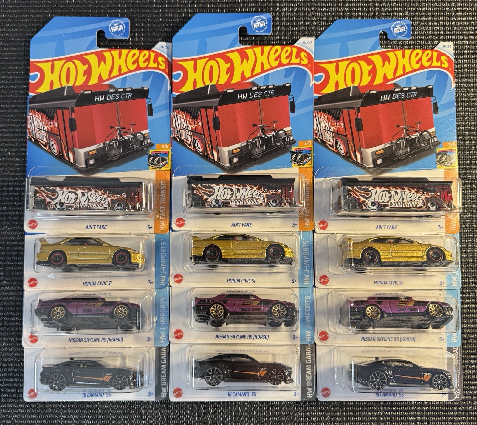 Hot Wheels 2024 B Case Lot Of 12 Ain’t Fare TH Gold Honda Civic Nissan Skyline