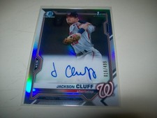 2021 BOWMAN CHROME JACKSON CLUFF AUTO SIGNED CPA-JCL #D/499 WASHINGTON NATIONALS