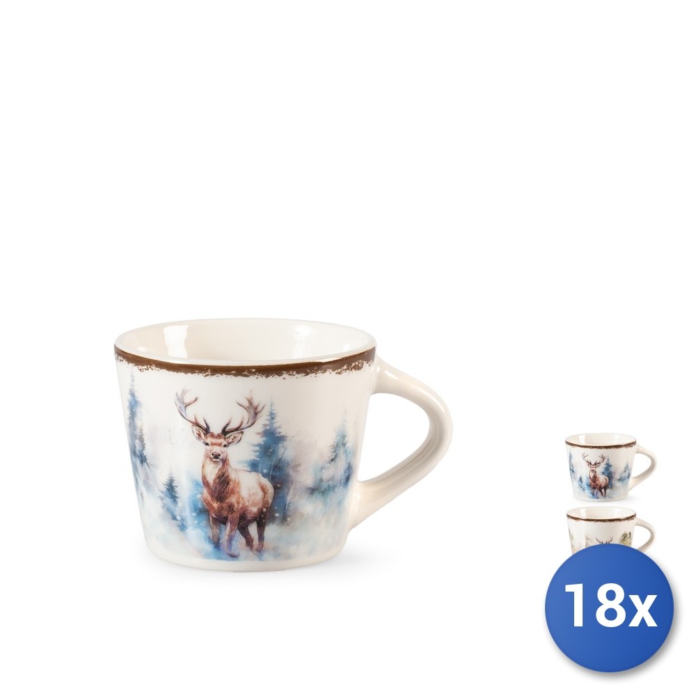 18x H&H Coffee Cup Deer Spirit New Bone China Assorted Decorated