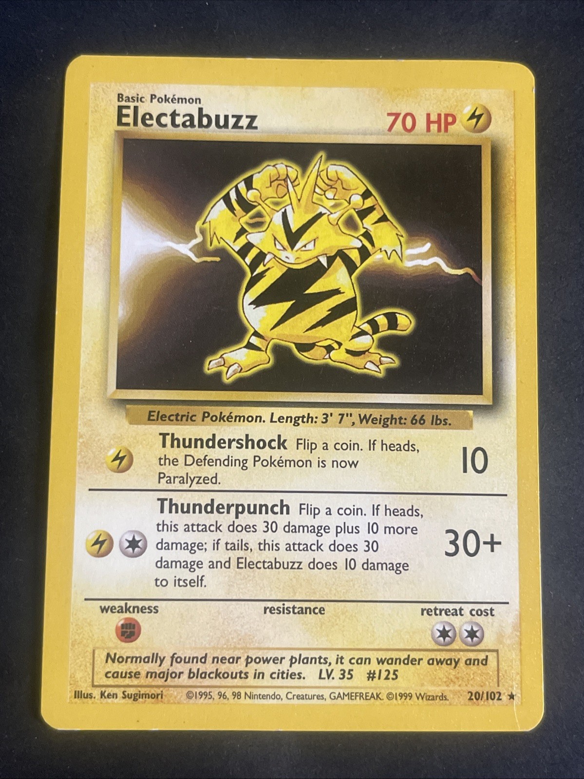 Pokemon TCG Electabuzz 20/102 Base Set Rare Unlimited Regular English  1999