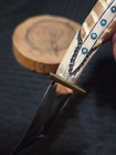 TED MILLER Handmade Custom Knife Stag Handle with Turquoise Inlays, Custom Stand — photo 7