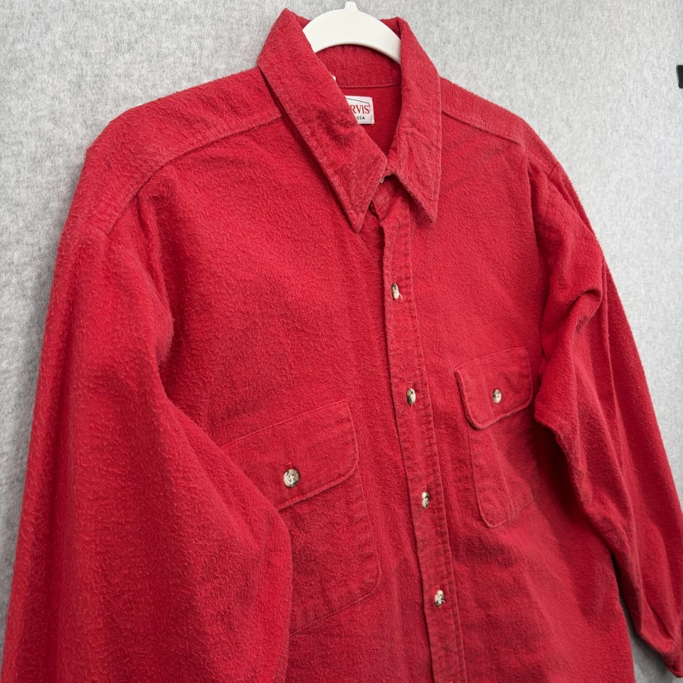 Vintage Orvis Chamois Shirt Mens Large Red Button Front Made in USA Long Sleeve - Image 3 of 4
