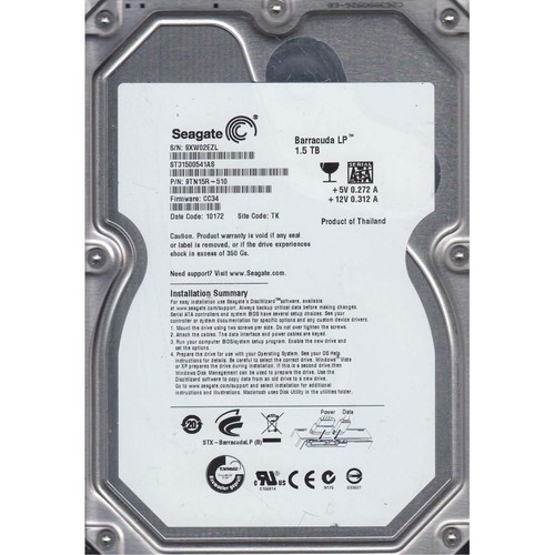 Hard Disk 1.5Tb Seagate SATA 3.5" ST31500541AS 1500Gb Internal With Refurbished