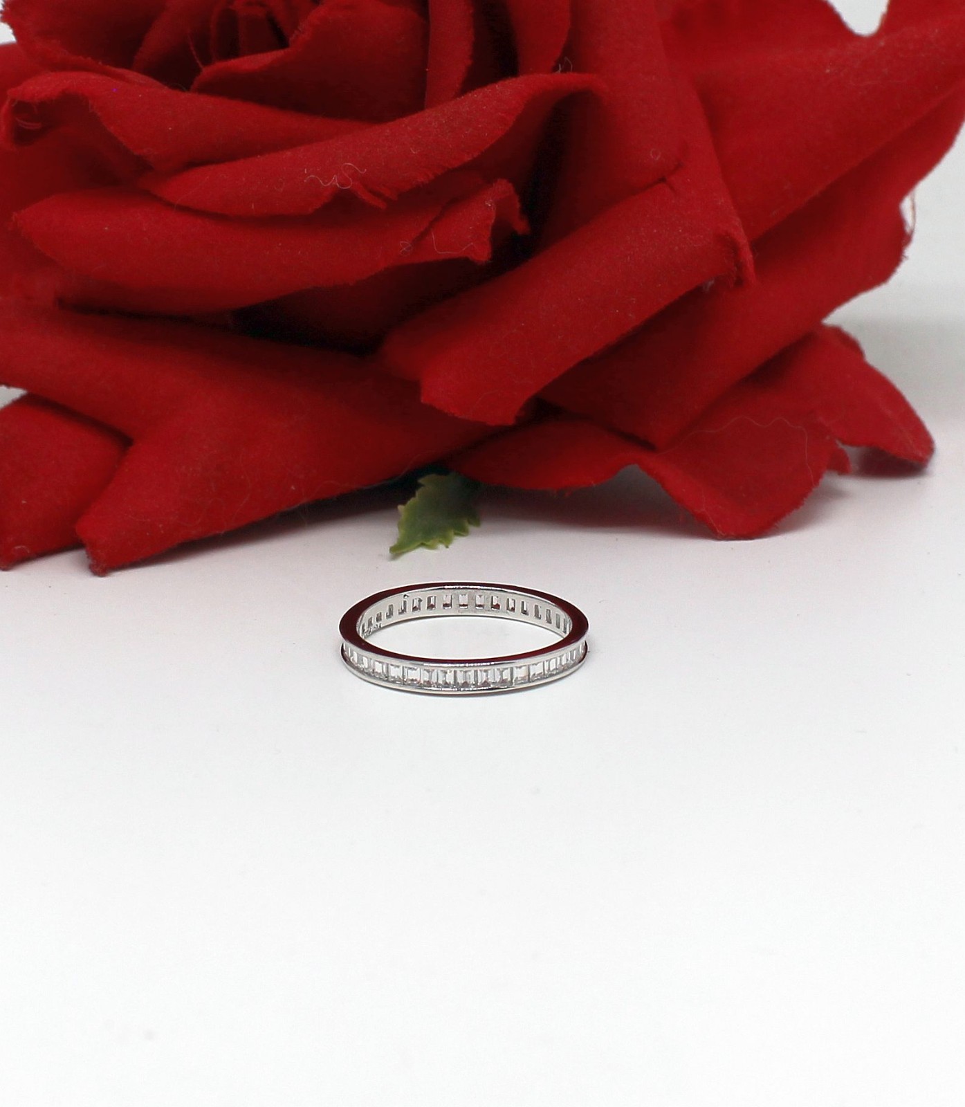 Sterling Silver JTV NWOT  CZ Eternity   Band Ring Size 10 1.99g  CAT RESCUE