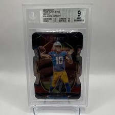 2022 Panini Select Justin Herbert Chargers Black & Red Prizm Die-Cut #14 BGS 9