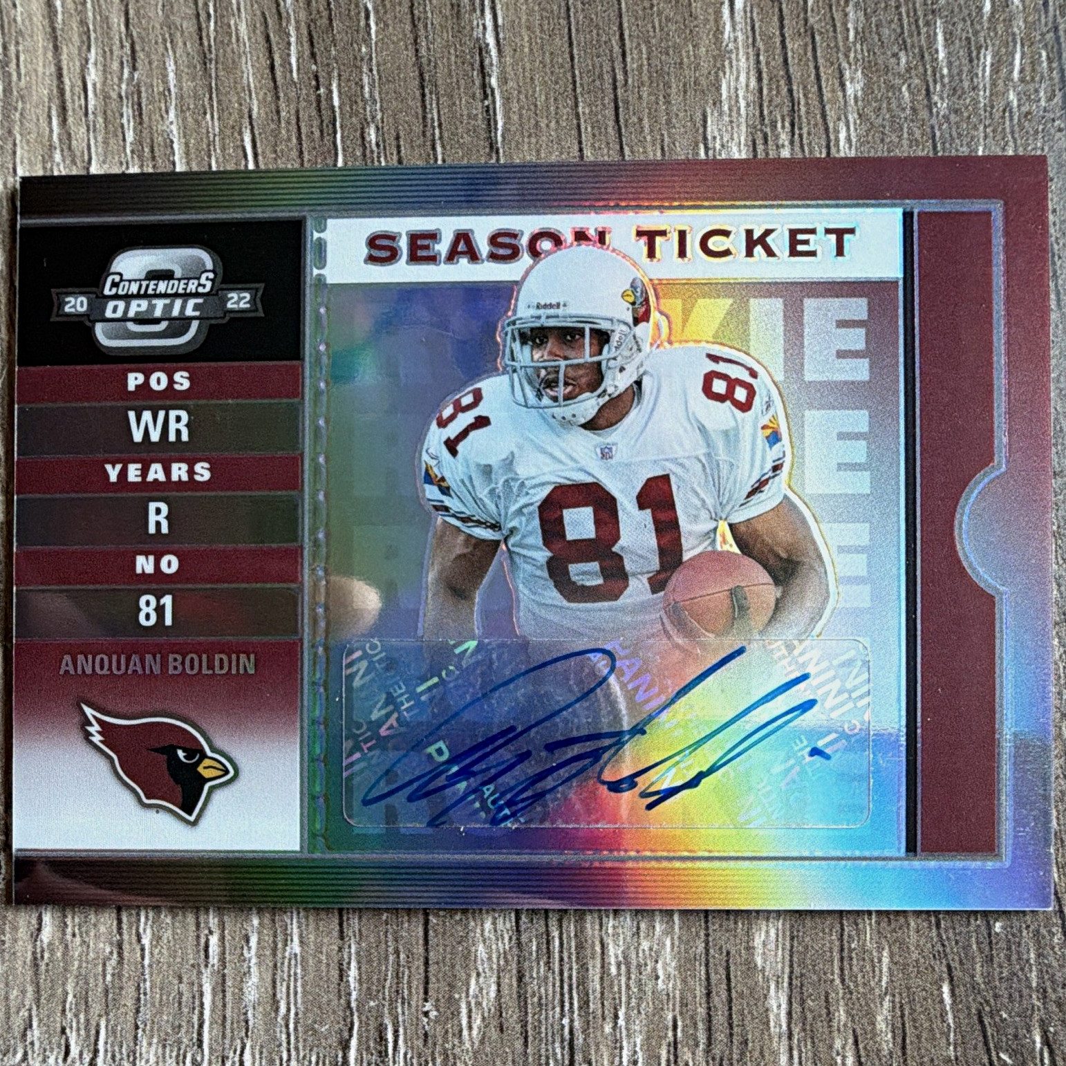 Panini 2022 Contenders Optic Anquan Boldin Season Ticket Prizm Auto /25 #031A