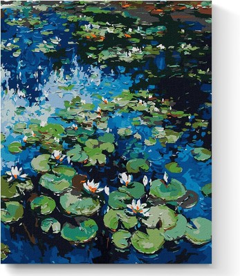 7 Artists Malen nach Zahlen Erwachsene mit Rahmen Claude Monet Water Lilies Set