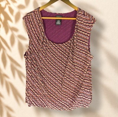 George Blouse Women 2X Plus Purple Striped Sleeveless Wide Strap Casual Pullover