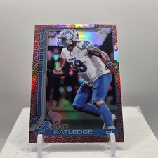 2025 Topps Chrome Football Tate Ratledge Lions Football Leather Rookie Card 