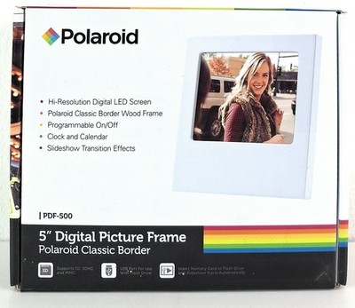 Polaroid 5'' High Digital Resolution Screen Classic Frame PDF-500 White NEW