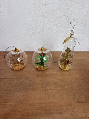 Vintage Resl Lenz Germany Christmas Fruit Tree Orn Foil Glass Retro Spinner