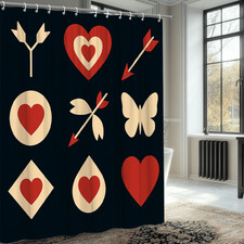 Colorful Heart Shower Curtain for Bathroom Decor