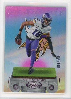 2024 Panini Certified #14 Justin Jefferson Franchise Foundations Pink #/199 A3