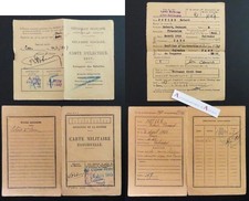 ● Robert POTIER à CAEN lot 2 vieux papiers carte militaire 1945 + électeur 1947