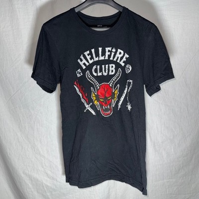 Netflix Stranger Things Hellfire Club Graphic Cotton T-Shirt Black Mens Medium