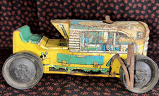 Vintage Marx Tin Toy Yellow and Green Wind-Up Farm Tractor for Parts/Restoration
