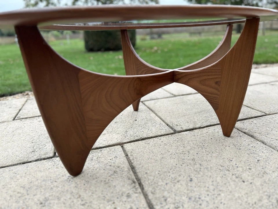 Oval Teak Astro Coffee Table with Glass Top by Victor Wilkins for G-Plan, 1960s - Image 4 of 4