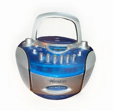 Vintage Memorex MP3226 CD Cassette Tape AM FM Radio Clear Blue Boombox Tested