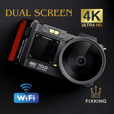 4K UHD Digital Camera 70MP WiFi Dual Screen 50X Zoom Wide Angle Auto Focus