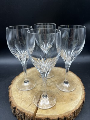 * Set of 4 * Noritake Crystal TURNING POINT -- 8'' Water Goblets Glasses