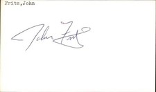 John Fritz Signed 3x5 Index Card Cut Angels Autograph Den