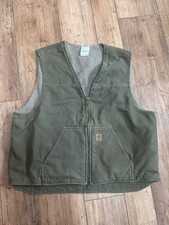 Carhartt V26 LOV Green Canvas Full Zip Sherpa Lined Vest Men's Size 2XL