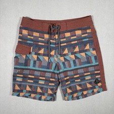 PrAna Board Shorts Mens 32 Geometric Drawstring Pocket UPF 50 Swim Surf Beach 8  