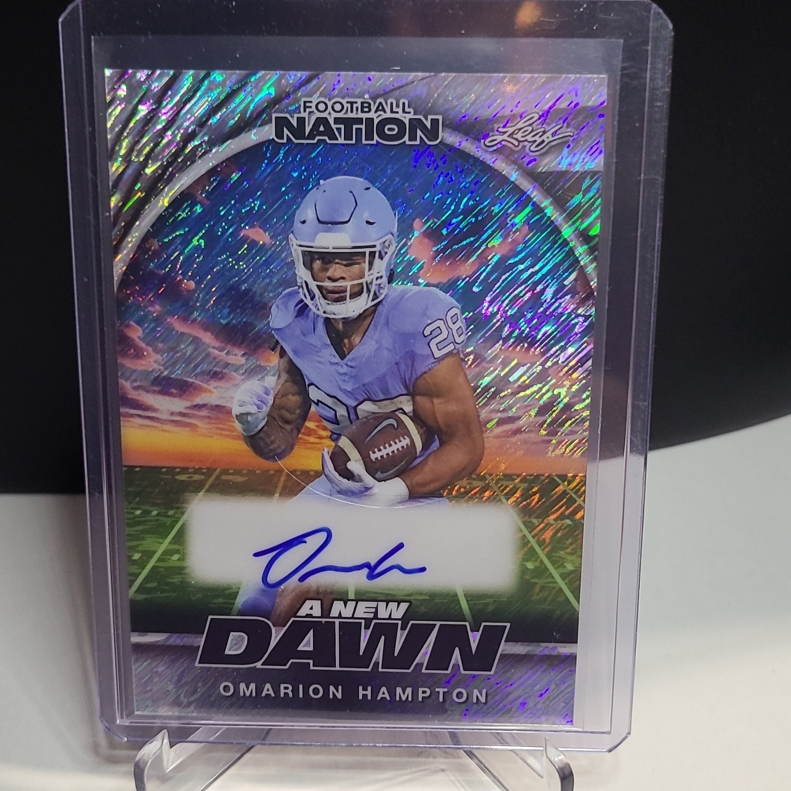 Omarion Hampton Leaf Football Nation A New Dawn Autographs #NAOH1 Base