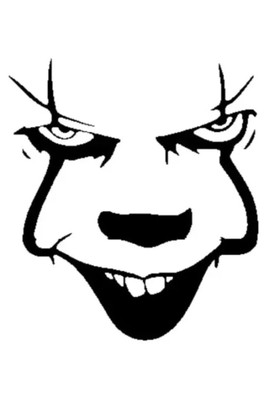 2x 19'' PENNYWISE CLOWN VINYL AUFKLEBER FÜR AUTO, WAND, FENSTER, STEPHEN KING, URALT 