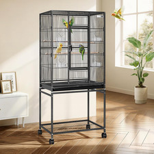 Large Bird Flight Cage 54 Inches with Rolling Stand for Lovebirds Conures Black