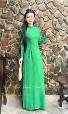 Ao Dai Traditional Vietnamese Long Dress-4 layers with Pearl- With Pants- 2XL