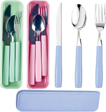 3 Pk Travel Cutlery Set Travel Utensils with Case Reusable Stainless Steel Set