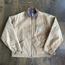 Vtg Carhartt J01 BRN Detroit Jacket 52 Tall Brown Blanket Lined USA Made 2XL T