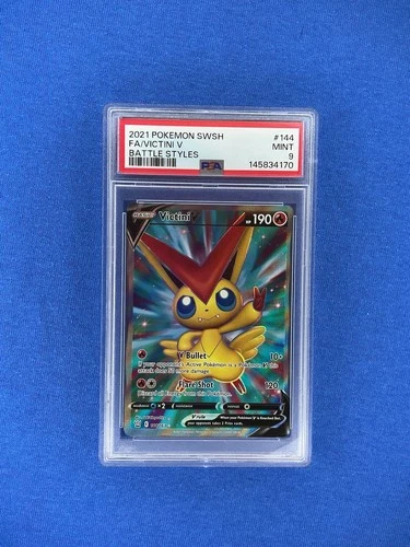 Victini V (Full Art) 144/163 Swsh05: Battle Styles PSA 9