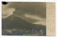 Eruption of Vesuvio/ Vesuvius  Real Photo Postcard 1906 Naples Italy 