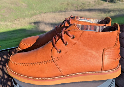 Toms Tan Leather Chukka Boots with Plaid Lining Toms Brown Leather Men main image 2