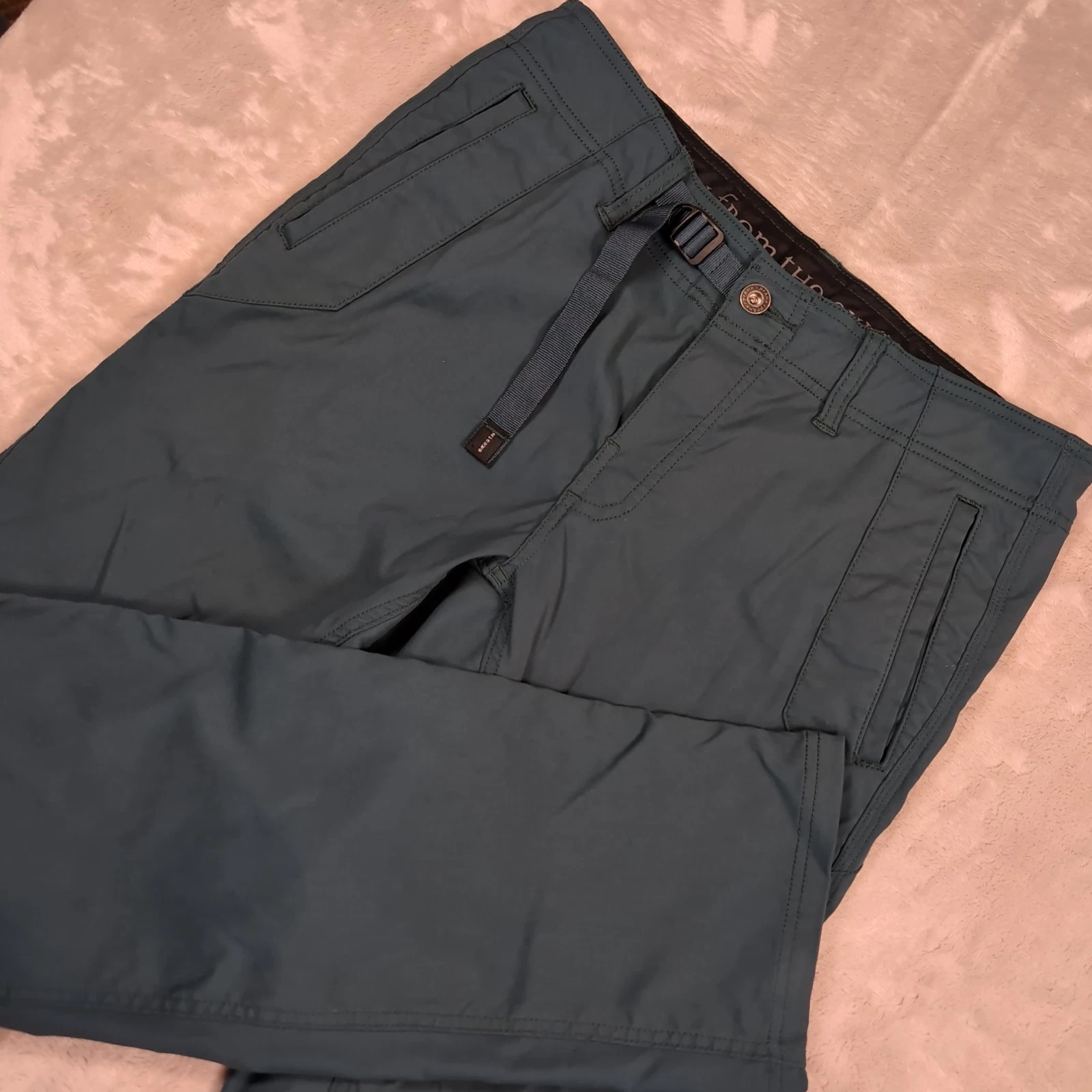 Prana Wyatt Pants Mens 33 (32x31) Blue/Green Slim Fit Outdoors Hiking Climbing