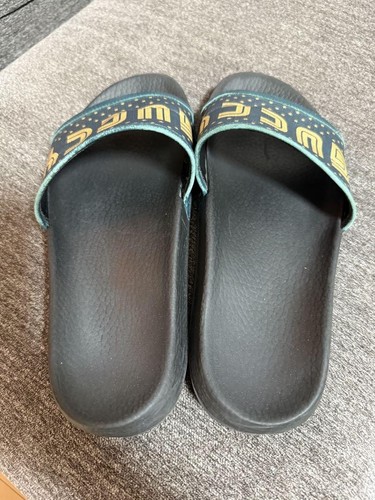Auth Men's GUCCI Sandals Size EU41 US7.5 Logo Leather Dark green Flat Used - Picture 4 of 24