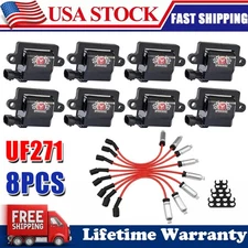 8 UF271 Square Ignition Coil & Spark Plug Wire For Chevy GMC 4.8L 5.3L 6.0L 8.1L
