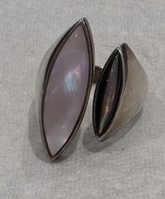 Sterling Silver and Mother of Pearl Ring Pink Grey P Q