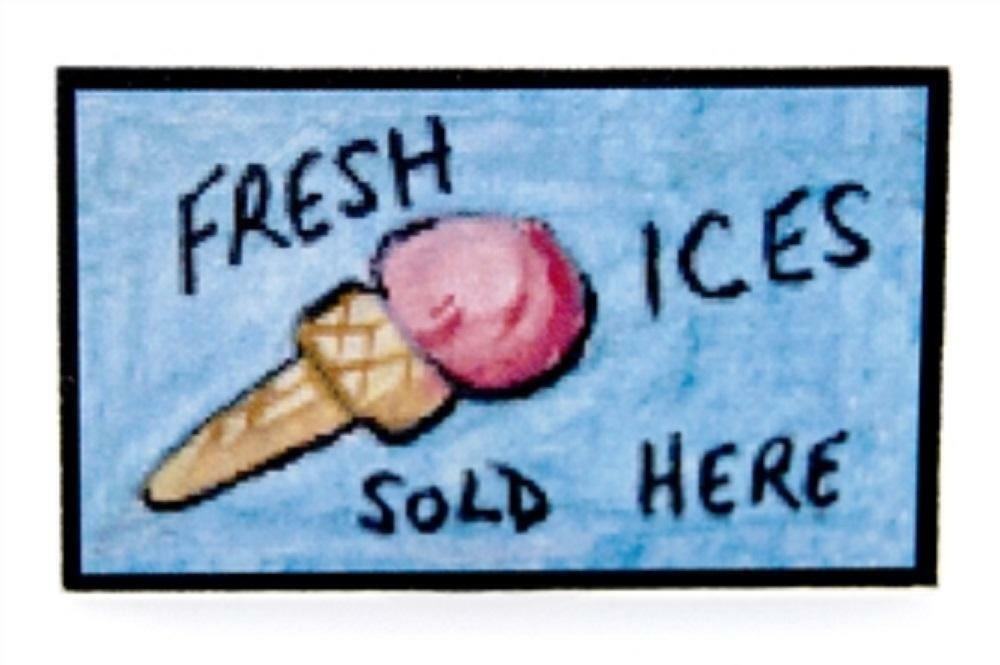 Dolls House ""Fresh Ices"" Display Sign Miniature Ice Cream Store Shop Accessory