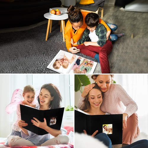 Album Fotografico In Pelle 8,5x11 – Capacità 68 Foto – Copertina In Pelle Nera – Tema Matrimonio