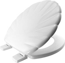 Shell Ultra-Fix White Toilet Seat. Wooden Toilet Seat Coated with Water Based Pa