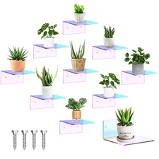 10 PCS Small Floating Shelves Wall 4 Inch Acrylic Mini Display Shelf Clear