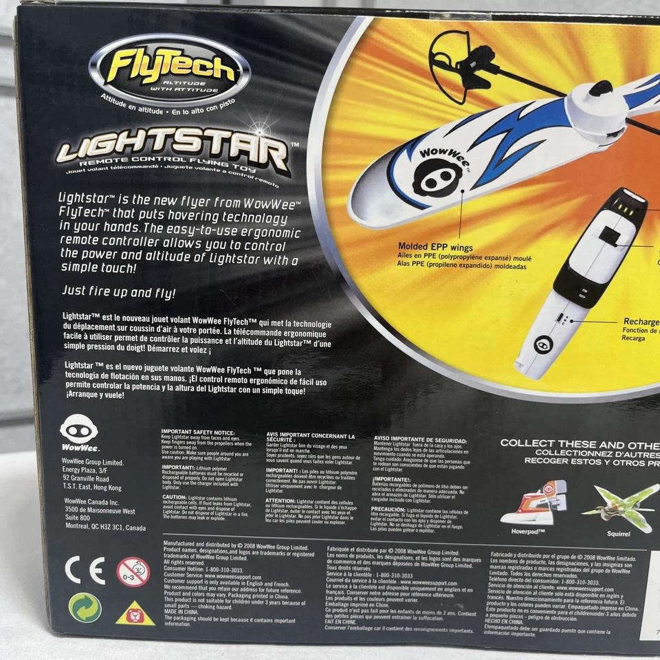 FlyTech LIGHTSTAR Remote Control Flying Toy-New In Box - WowWee Toys - Image 4 of 4
