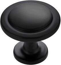 30 Pack 1-1/4 Inch Matte Black Zinc Euro-Style Cabinet Knobs, Drawer Pulls  Doo