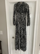 Michael Kors Animal Leopard Print,Black/White Midi Wrap Dress Size XXS Preowned