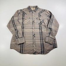 Youngblood Western Shirt Pearl Snap Brown Plaid Long Sleeve Men s Size Large